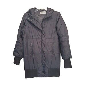 Kiki Shop Black Puffer Hooded Full-Zip Snap Jacket w/Zip Pockets Size Medium